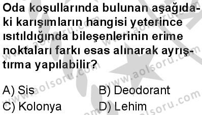 Kimya 3 Dersi 2024-2025 yılı 3. Dönem sınavı 10. Soru
