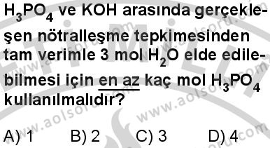 Kimya 4 Dersi 2024-2025 yılı 3. Dönem sınavı 2. Soru