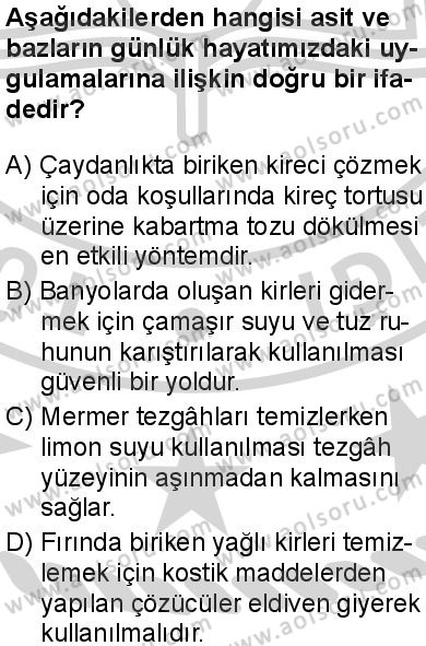 Kimya 4 Dersi 2024-2025 yılı 3. Dönem sınavı 3. Soru