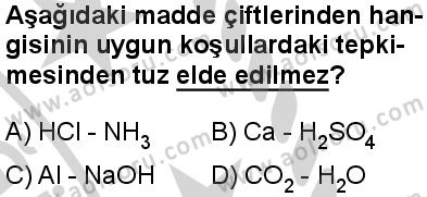 Kimya 4 Dersi 2024-2025 yılı 3. Dönem sınavı 5. Soru