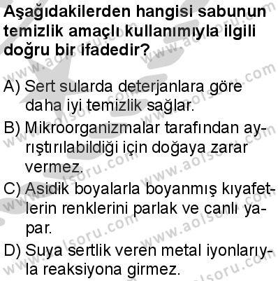 Kimya 4 Dersi 2024-2025 yılı 3. Dönem sınavı 6. Soru