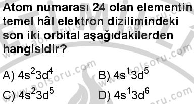 Seçmeli Kimya 1 Dersi 2024-2025 yılı 3. Dönem sınavı 2. Soru