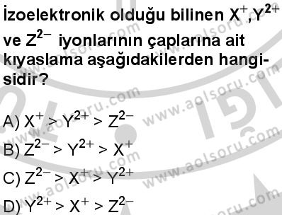 Seçmeli Kimya 1 Dersi 2024-2025 yılı 3. Dönem sınavı 3. Soru