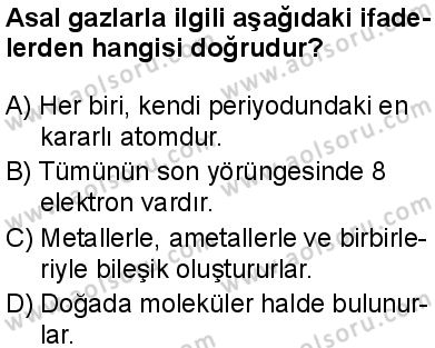 Seçmeli Kimya 1 Dersi 2024-2025 yılı 3. Dönem sınavı 4. Soru