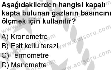 Seçmeli Kimya 1 Dersi 2024-2025 yılı 3. Dönem sınavı 5. Soru