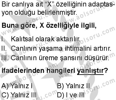 Seçmeli Biyoloji 4 Dersi 2024-2025 yılı 3. Dönem sınavı 10. Soru