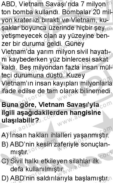 Seçmeli Çağdaş Türk ve Dünyası Tarihi 2 Dersi 2024-2025 yılı 3. Dönem sınavı 7. Soru