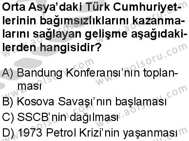 Seçmeli Çağdaş Türk ve Dünyası Tarihi 2 Dersi 2024-2025 yılı 3. Dönem sınavı 10. Soru