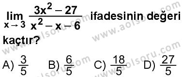 Seçmeli Matematik 4 Dersi 2024-2025 yılı 3. Dönem sınavı 1. Soru