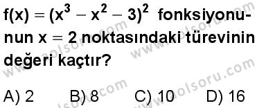 Seçmeli Matematik 4 Dersi 2024-2025 yılı 3. Dönem sınavı 4. Soru
