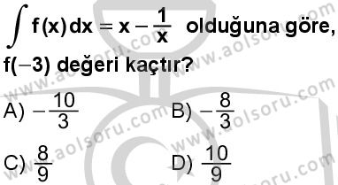 Seçmeli Matematik 4 Dersi 2024-2025 yılı 3. Dönem sınavı 6. Soru