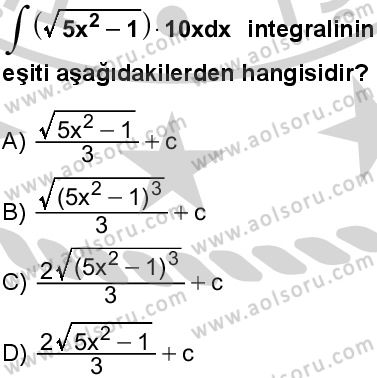 Seçmeli Matematik 4 Dersi 2024-2025 yılı 3. Dönem sınavı 7. Soru
