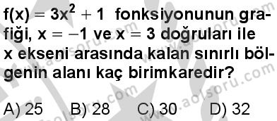 Seçmeli Matematik 4 Dersi 2024-2025 yılı 3. Dönem sınavı 9. Soru