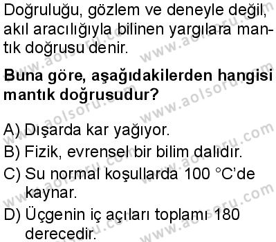 Seçmeli Mantık 1 Dersi 2024-2025 yılı 3. Dönem sınavı 1. Soru