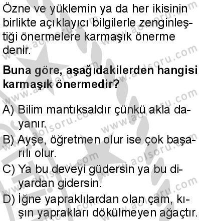 Seçmeli Mantık 1 Dersi 2024-2025 yılı 3. Dönem sınavı 8. Soru