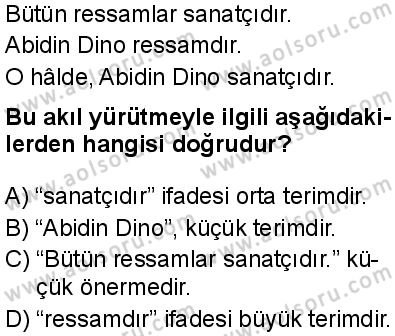 Seçmeli Mantık 1 Dersi 2024-2025 yılı 3. Dönem sınavı 10. Soru