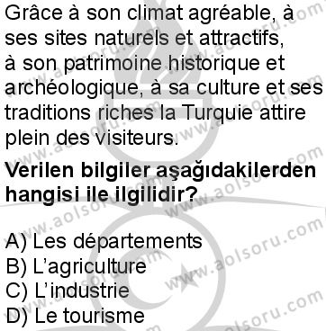 Fransızca 6 Dersi 2024-2025 yılı 3. Dönem sınavı 6. Soru