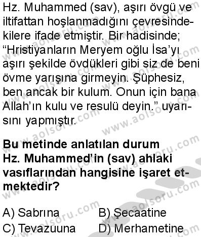 Seçmeli Peygamberimizin Hayatı 3 Dersi 2024-2025 yılı 3. Dönem sınavı 1. Soru