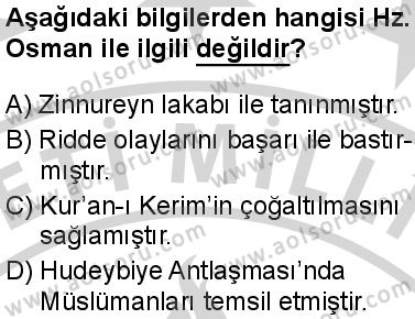 Seçmeli Peygamberimizin Hayatı 3 Dersi 2024-2025 yılı 3. Dönem sınavı 5. Soru