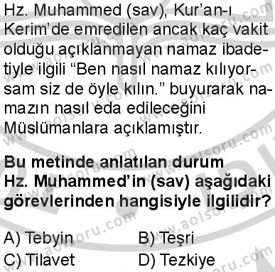 Seçmeli Peygamberimizin Hayatı 3 Dersi 2024-2025 yılı 3. Dönem sınavı 6. Soru