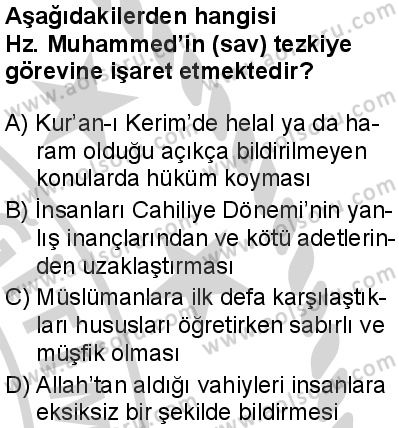 Seçmeli Peygamberimizin Hayatı 3 Dersi 2024-2025 yılı 3. Dönem sınavı 8. Soru