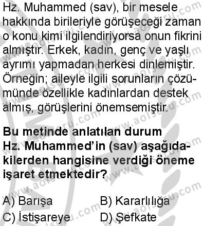 Seçmeli Peygamberimizin Hayatı 4 Dersi 2024-2025 yılı 3. Dönem sınavı 8. Soru