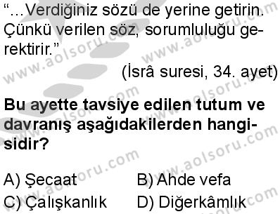 Seçmeli Peygamberimizin Hayatı 4 Dersi 2024-2025 yılı 3. Dönem sınavı 9. Soru