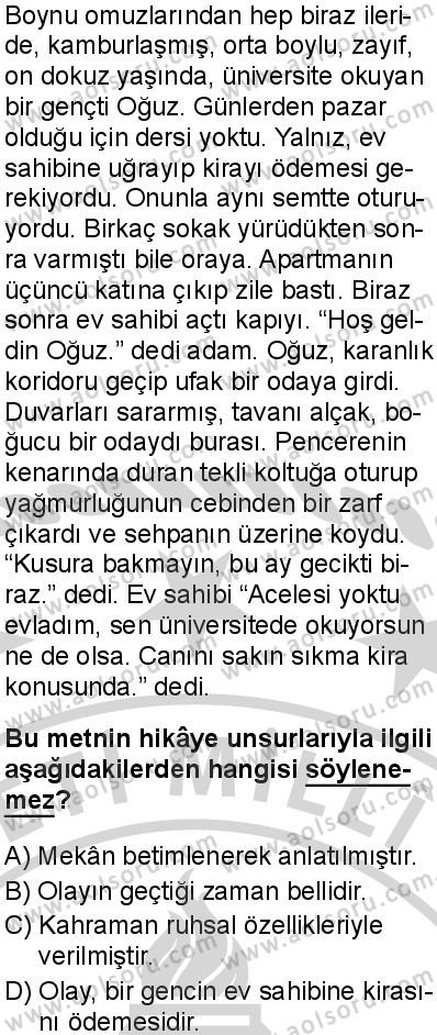 Türk Dili ve Edebiyatı 2 Dersi 2024-2025 yılı 3. Dönem sınavı 3. Soru