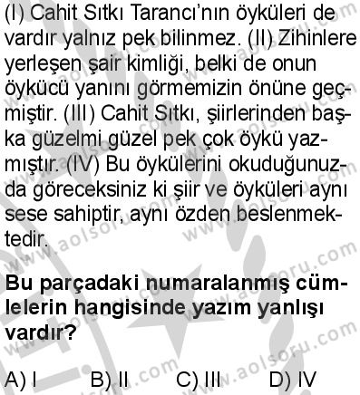 Türk Dili ve Edebiyatı 3 Dersi 2024-2025 yılı 3. Dönem sınavı 5. Soru