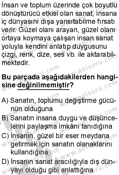 Türk Dili ve Edebiyatı 5 Dersi 2024-2025 yılı 3. Dönem sınavı 1. Soru