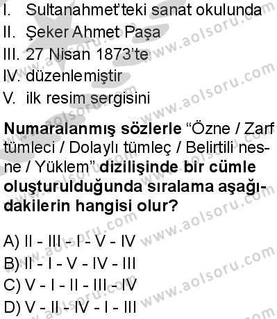 Türk Dili ve Edebiyatı 5 Dersi 2024-2025 yılı 3. Dönem sınavı 3. Soru