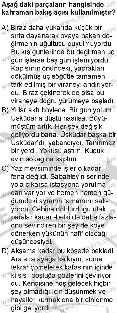 Türk Dili ve Edebiyatı 5 Dersi 2024-2025 yılı 3. Dönem sınavı 6. Soru