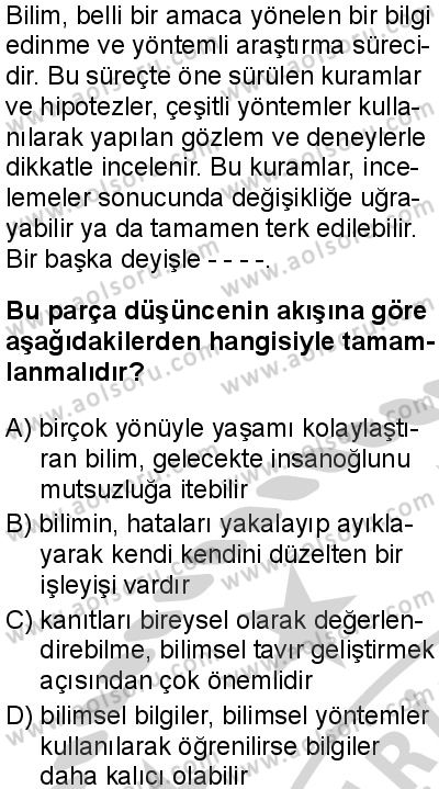 Türk Dili ve Edebiyatı 6 Dersi 2024-2025 yılı 3. Dönem sınavı 1. Soru