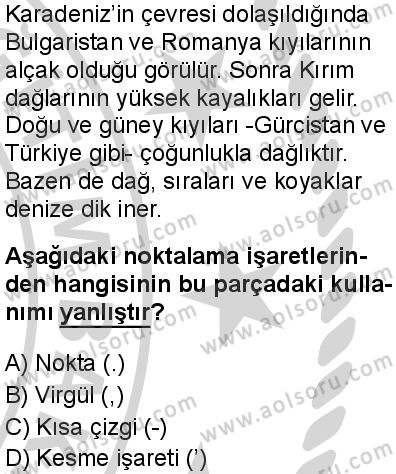 Türk Dili ve Edebiyatı 6 Dersi 2024-2025 yılı 3. Dönem sınavı 7. Soru