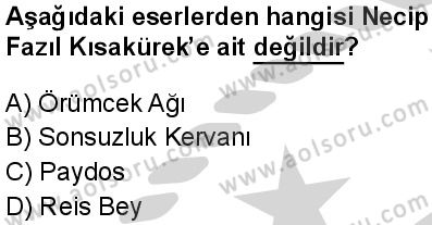 Türk Dili ve Edebiyatı 6 Dersi 2024-2025 yılı 3. Dönem sınavı 10. Soru