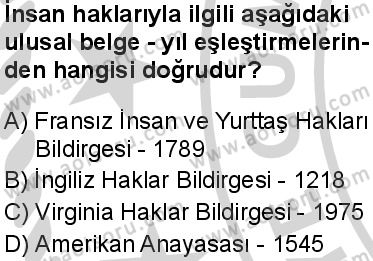 Seçmeli Demokrasi ve İnsan Hakları 2 Dersi 2024-2025 yılı 3. Dönem sınavı 1. Soru
