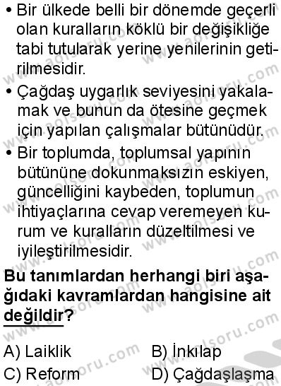 Seçmeli Demokrasi ve İnsan Hakları 2 Dersi 2024-2025 yılı 3. Dönem sınavı 10. Soru