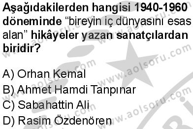 Seçmeli Türk Dili ve Edebiyatı 1 Dersi 2024-2025 yılı 3. Dönem sınavı 10. Soru