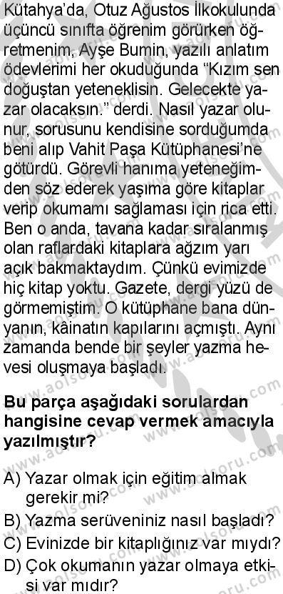Seçmeli Türk Dili ve Edebiyatı 2 Dersi 2024-2025 yılı 3. Dönem sınavı 1. Soru