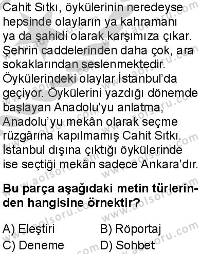 Seçmeli Türk Dili ve Edebiyatı 2 Dersi 2024-2025 yılı 3. Dönem sınavı 8. Soru