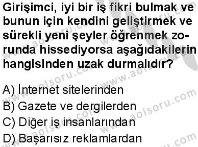 Seçmeli Girişimcilik 2 Dersi 2024-2025 yılı 3. Dönem sınavı 1. Soru