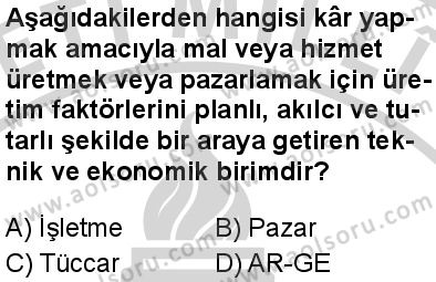 Seçmeli Girişimcilik 2 Dersi 2024-2025 yılı 3. Dönem sınavı 3. Soru