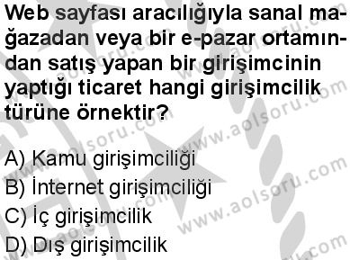 Seçmeli Girişimcilik 2 Dersi 2024-2025 yılı 3. Dönem sınavı 8. Soru