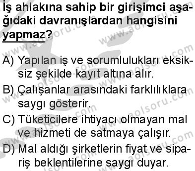 Seçmeli Girişimcilik 2 Dersi 2024-2025 yılı 3. Dönem sınavı 10. Soru