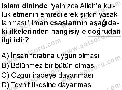 Din Kültürü ve Ahlak Bilgisi 1 Dersi 2025-2026 yılı 1. Dönem sınavı 6. Soru