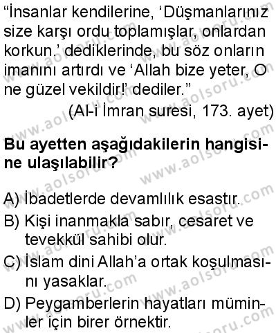 Din Kültürü ve Ahlak Bilgisi 1 Dersi 2025-2026 yılı 1. Dönem sınavı 9. Soru