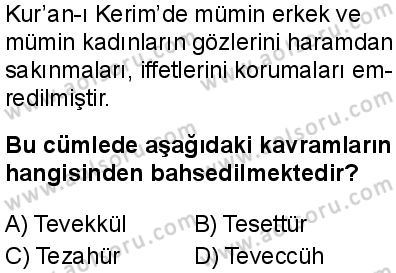 Din Kültürü ve Ahlak Bilgisi 2 Dersi 2025-2026 yılı 1. Dönem sınavı 2. Soru