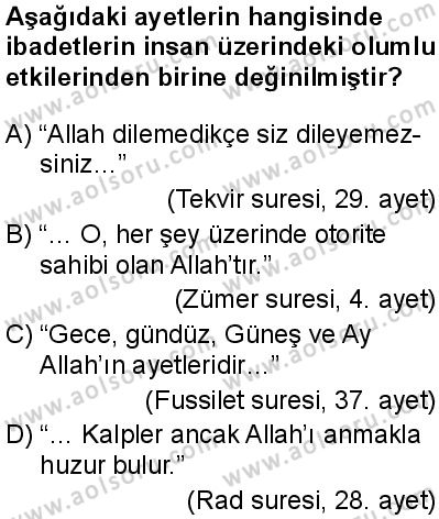 Din Kültürü ve Ahlak Bilgisi 2 Dersi 2025-2026 yılı 1. Dönem sınavı 3. Soru