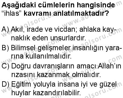 Din Kültürü ve Ahlak Bilgisi 2 Dersi 2025-2026 yılı 1. Dönem sınavı 5. Soru