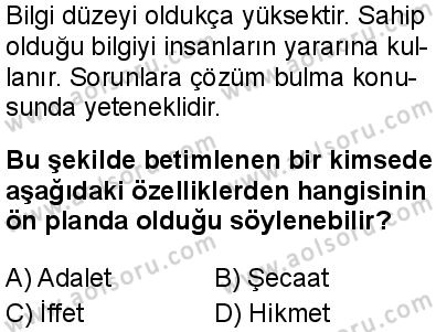 Din Kültürü ve Ahlak Bilgisi 2 Dersi 2025-2026 yılı 1. Dönem sınavı 6. Soru